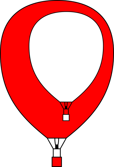 Heißluftballon weiß in Heißluftballon rot.